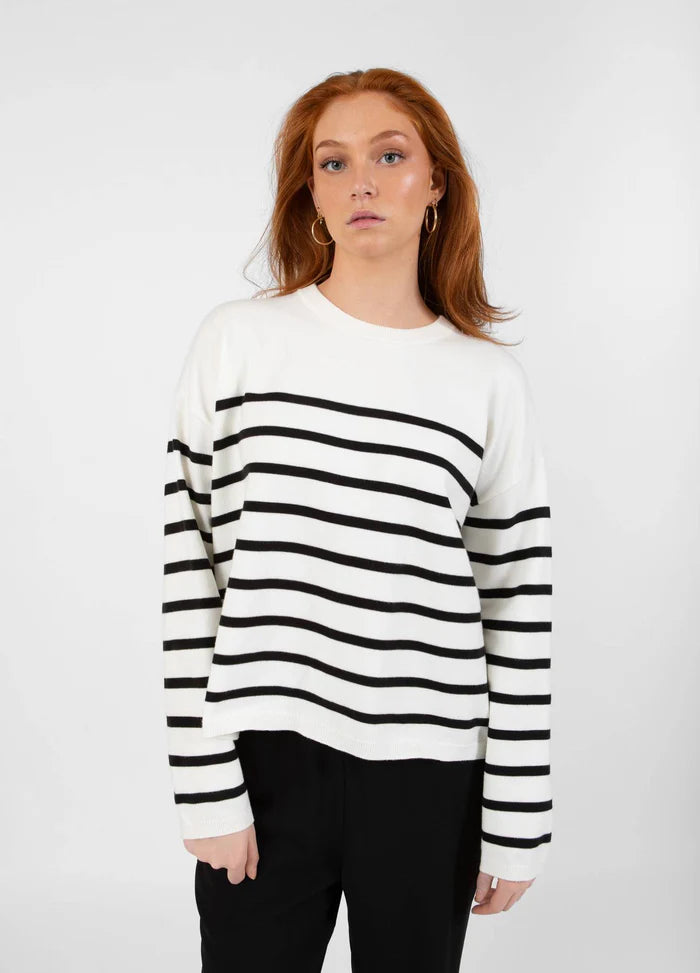 OPEN BACK STRIPE SWEATER inside out by Lynne