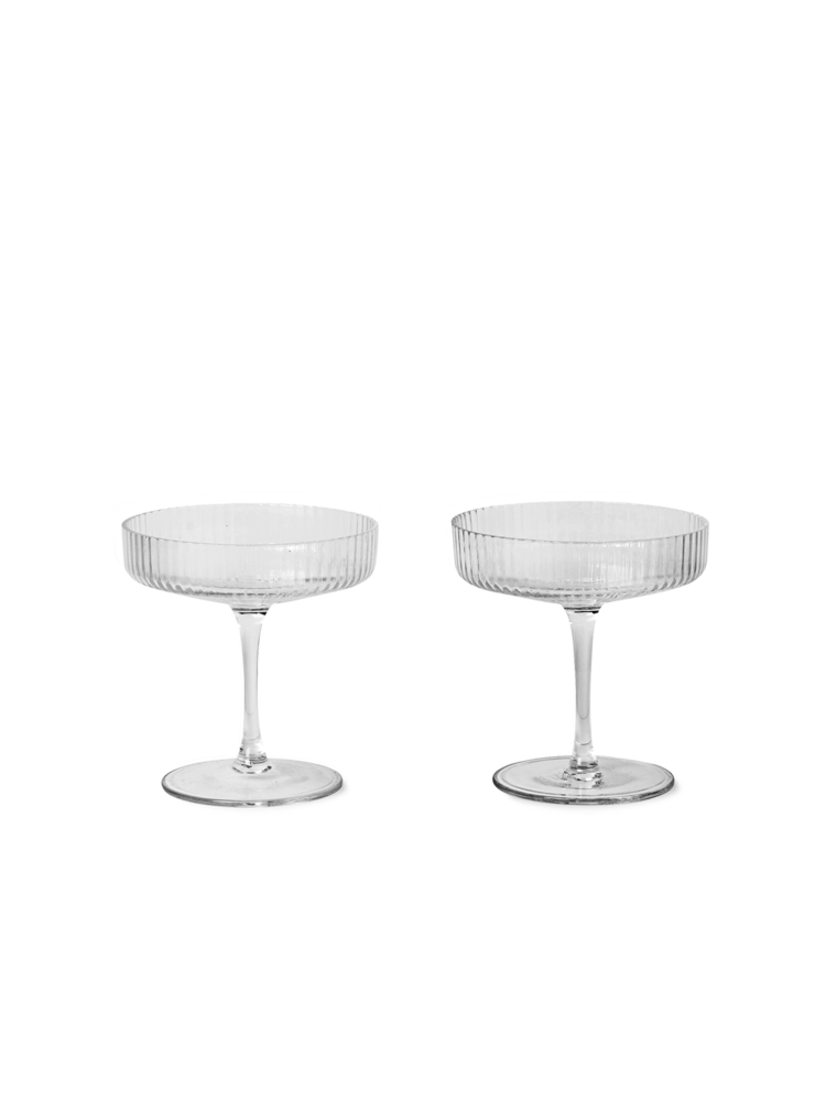 RIPPLE CHAMPAGNE SAUCERS/ SET OF 2 - CLEAR