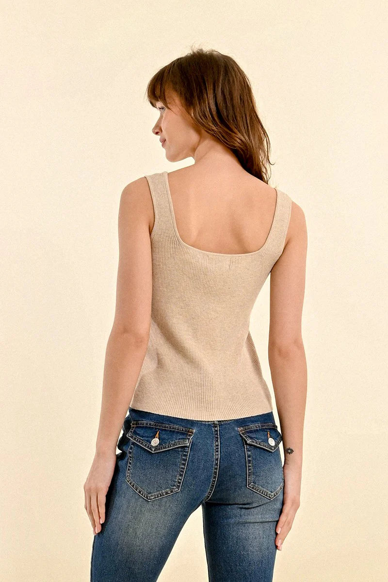 BEIGE RIBBED VEST