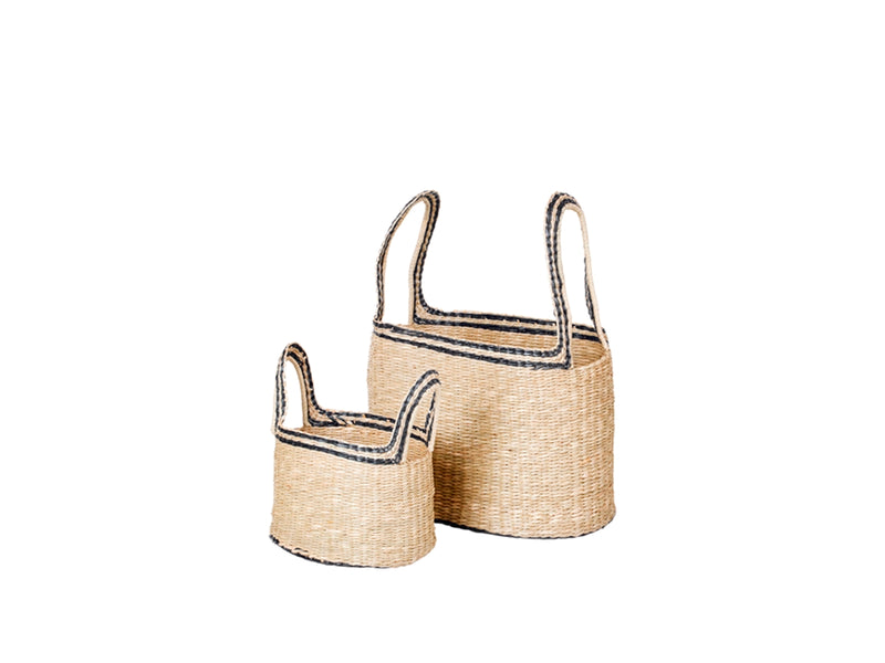 LYKKE BASKET - NATURAL/ BLACK/ SEAGRASS - SET OF 2