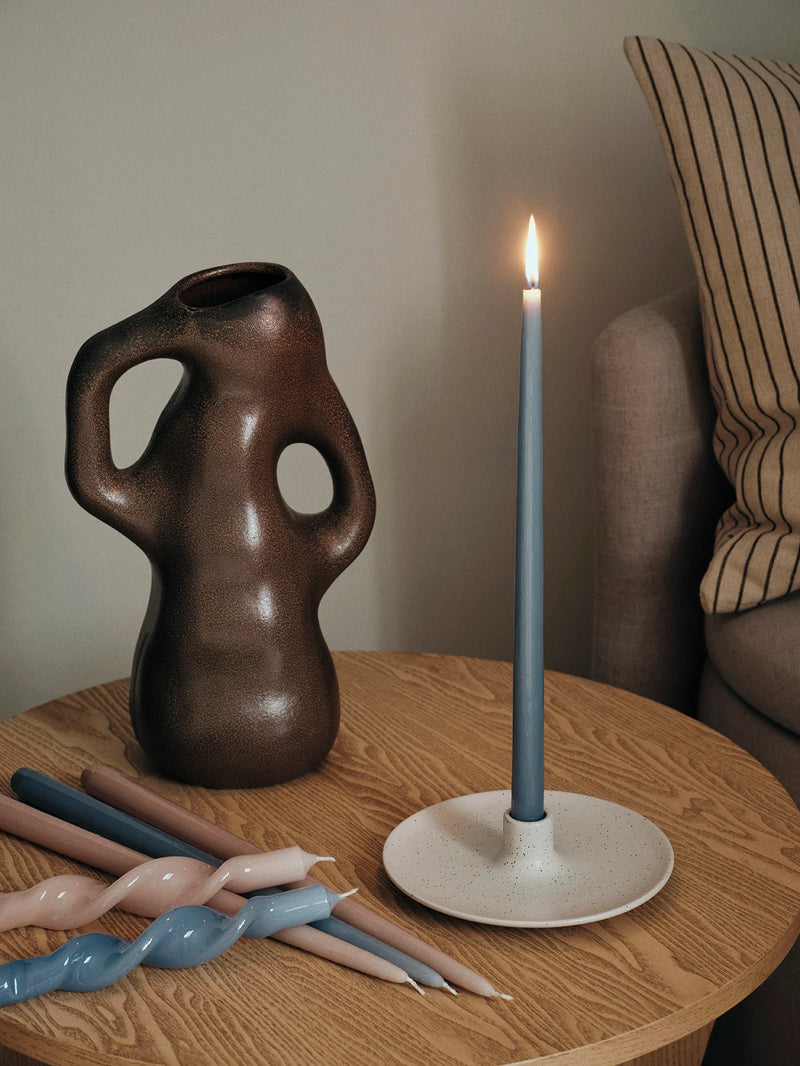 GLOSSY TAPER CANDLES - DUSTY BLUE