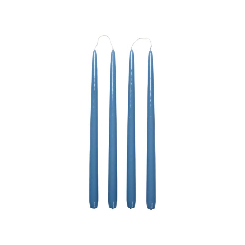GLOSSY TAPER CANDLES - DUSTY BLUE