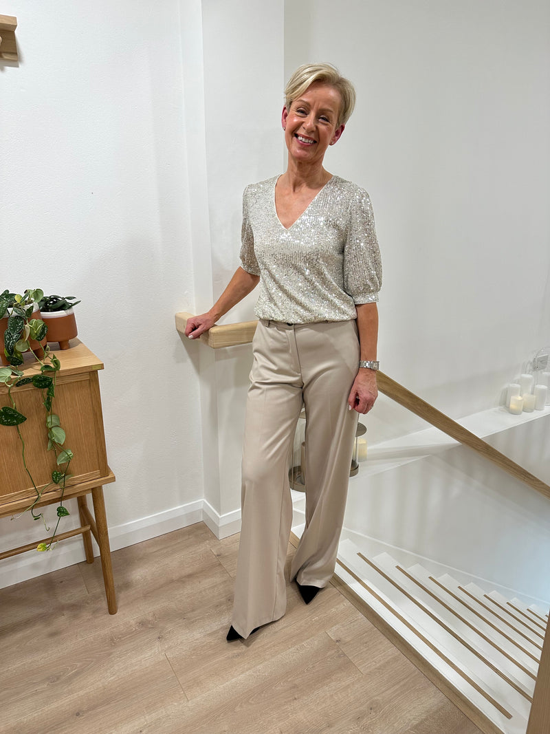 SAND WIDE LEG TROUSERS