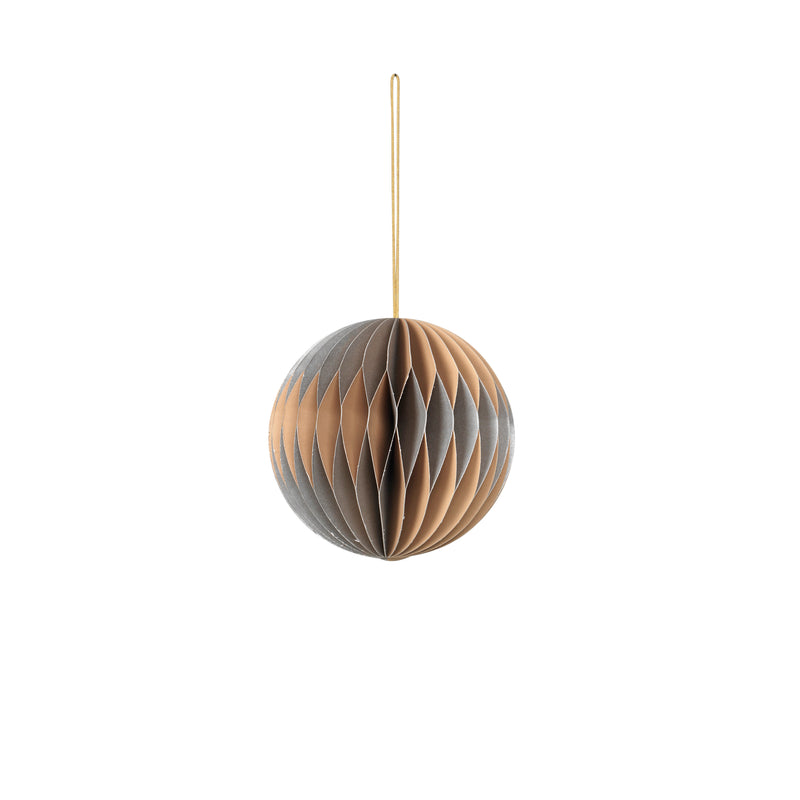 SILVER/ INDIAN TAN PAPER BAUBLE - SMALL