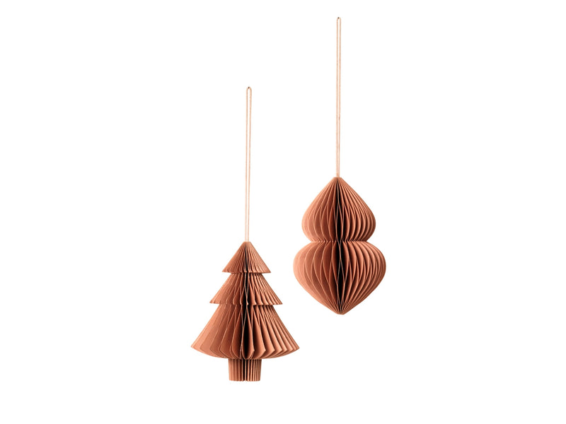 PAPER BAUBLES: SET OF 2 - INDIAN TAN