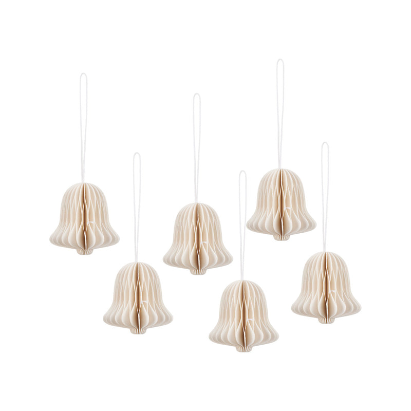 OFF WHITE PAPER BELLS - PACK OF 6