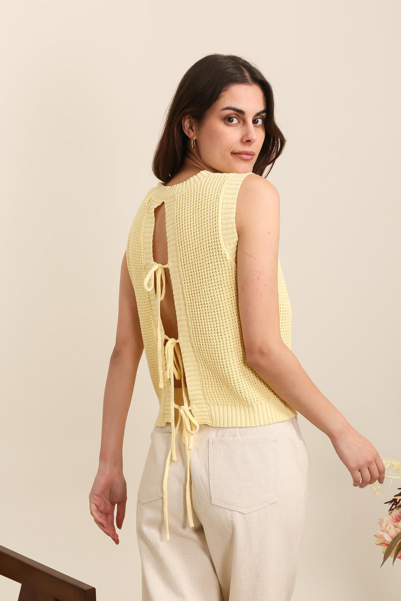 YELLOW BOW BACK TOP