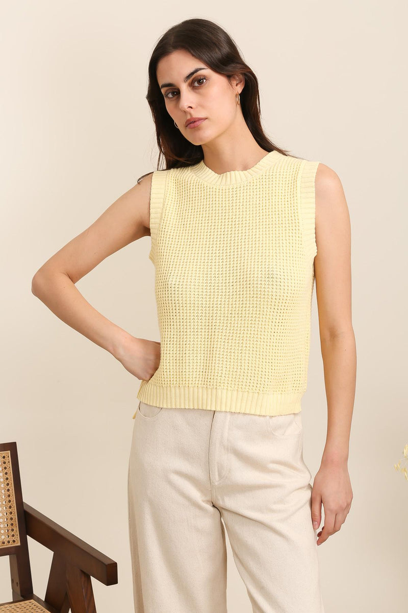 YELLOW BOW BACK TOP