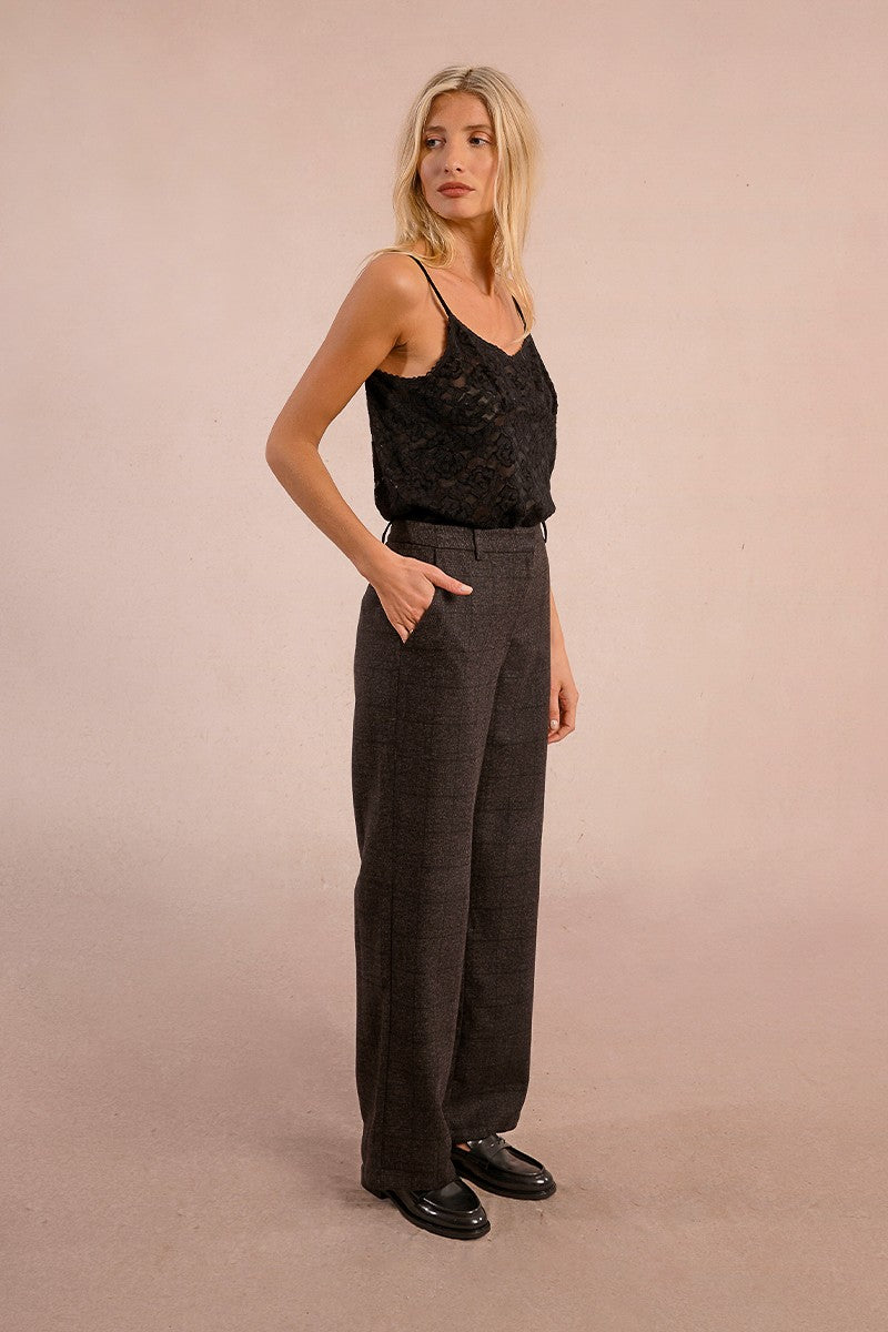 BLACK CHECK TROUSERS