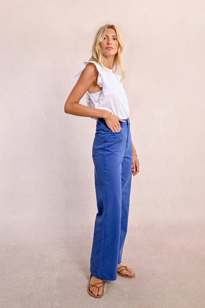 WIDE LEG COBALT BLUE JEANS