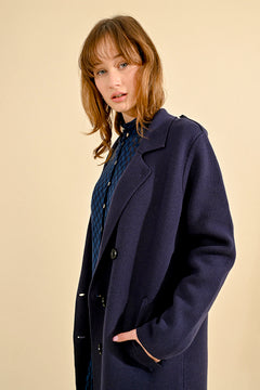 NAVY KNITTED COAT