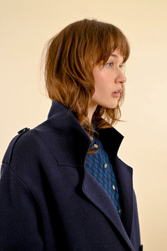 NAVY KNITTED COAT