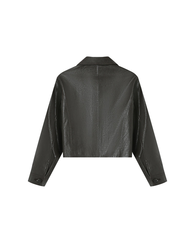 CHOCOLATE FAUX LEATHER JACKET