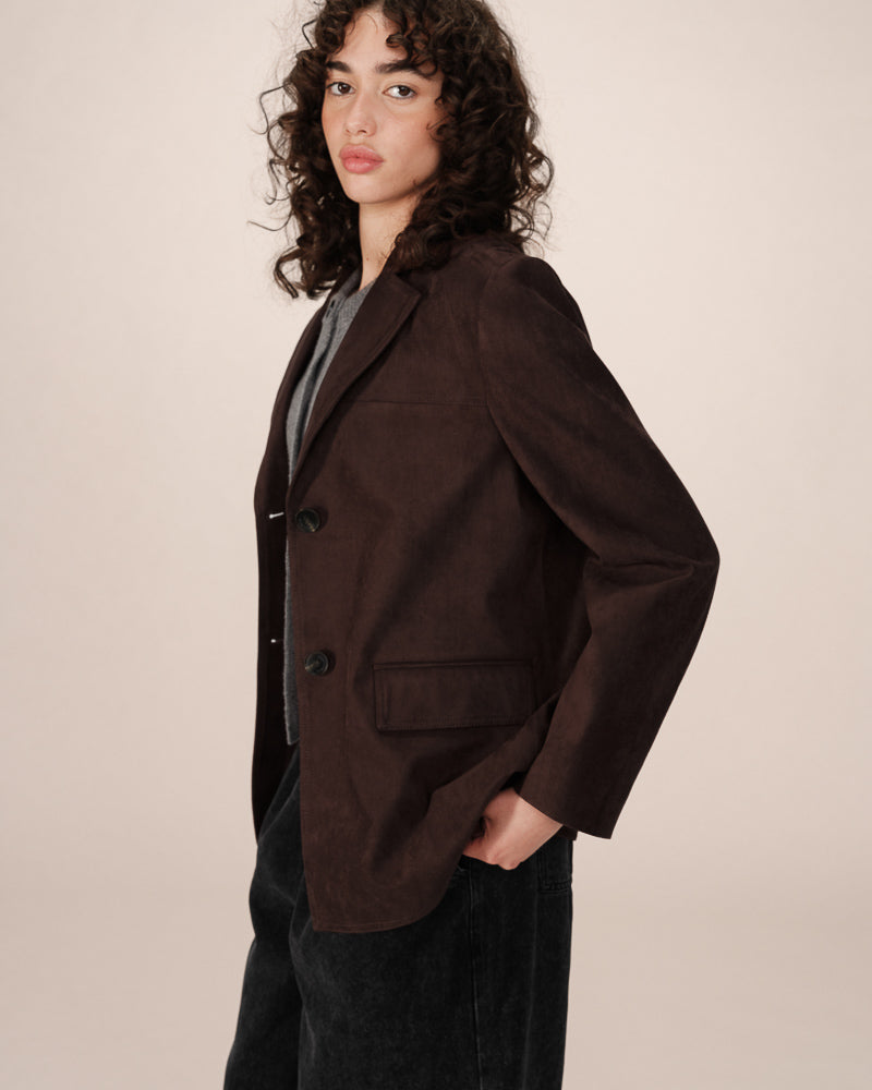 CHOCOLATE SUEDE BLAZER
