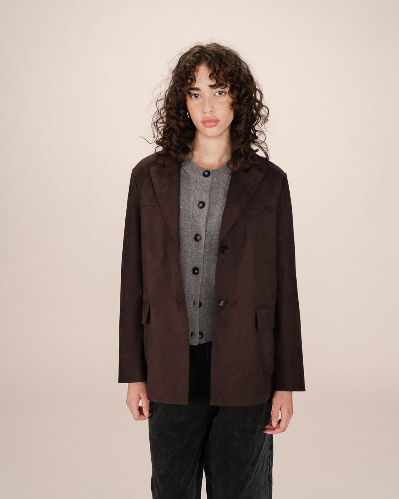 CHOCOLATE SUEDE BLAZER