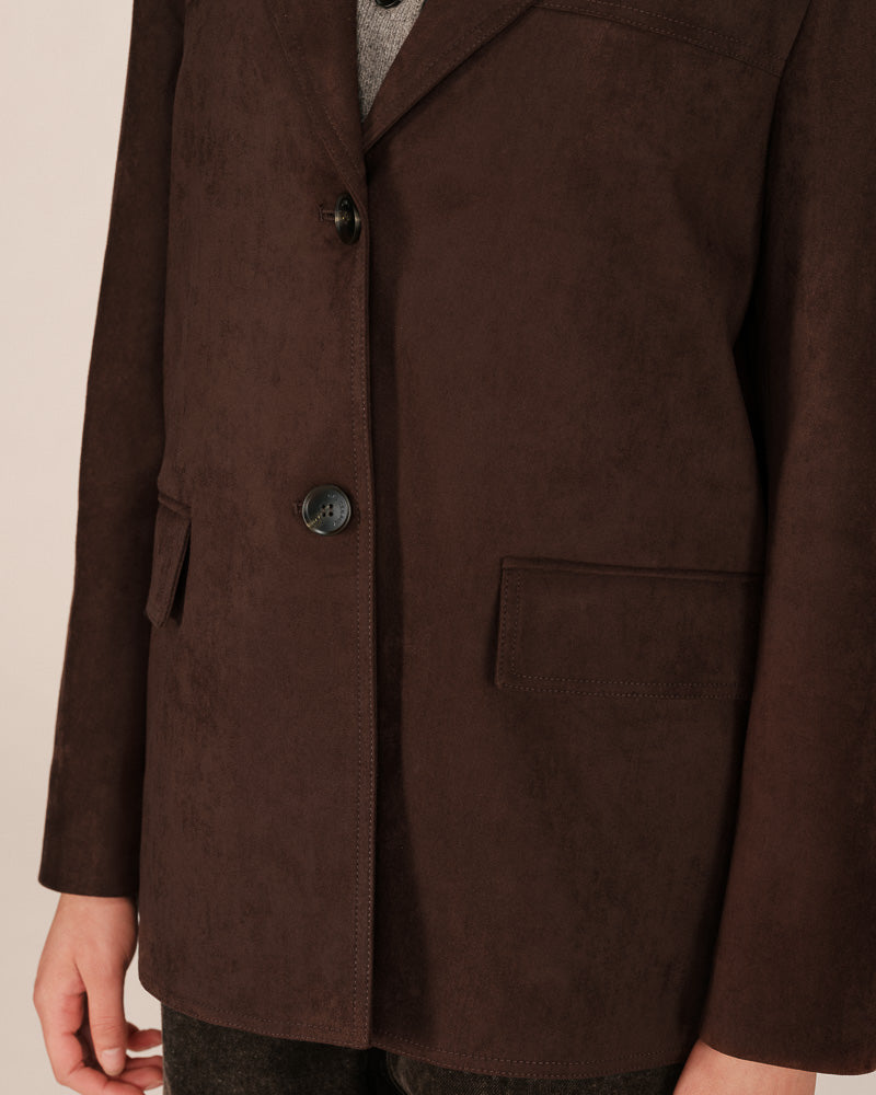 CHOCOLATE SUEDE BLAZER