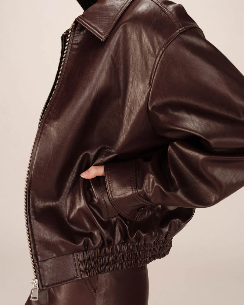 BORDEAUX FAUX LEATHER JACKET