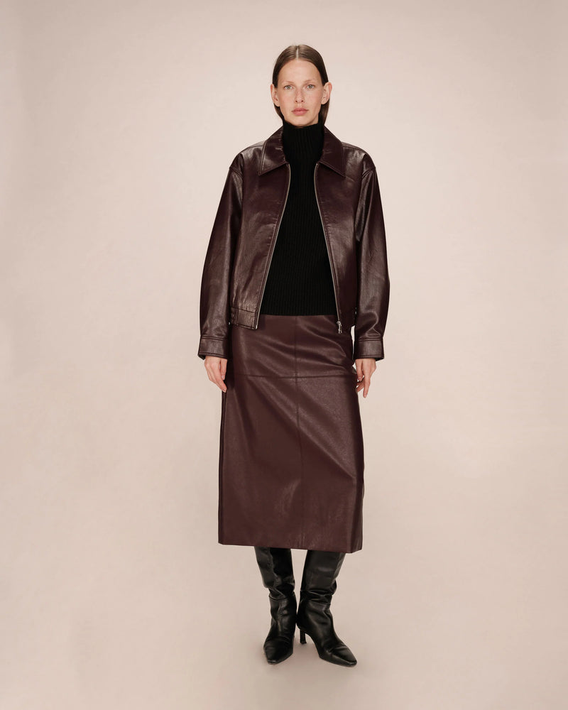 BORDEAUX FAUX LEATHER JACKET