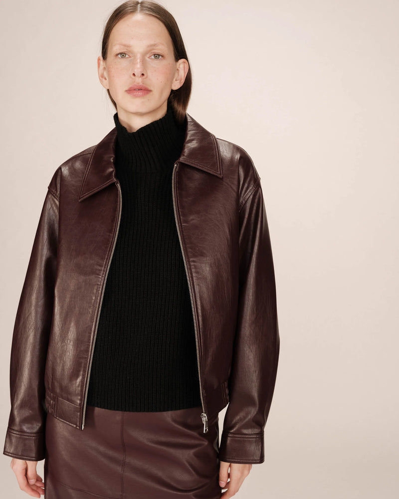 BORDEAUX FAUX LEATHER JACKET