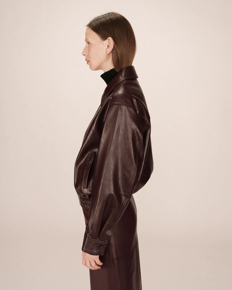 BORDEAUX FAUX LEATHER JACKET