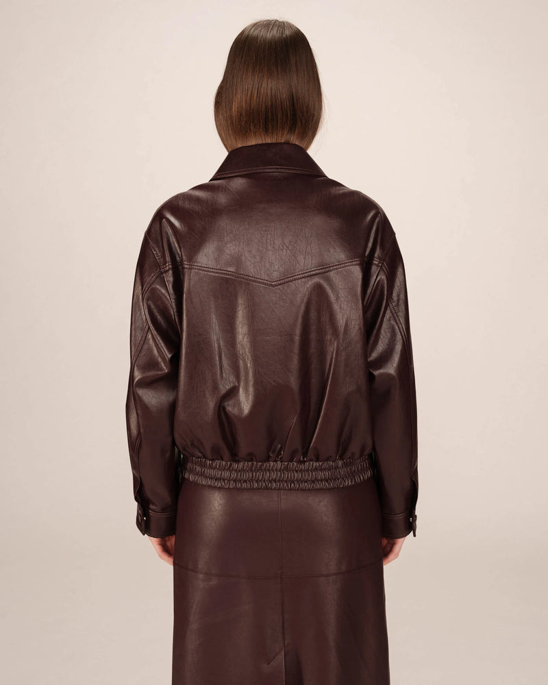 BORDEAUX FAUX LEATHER JACKET