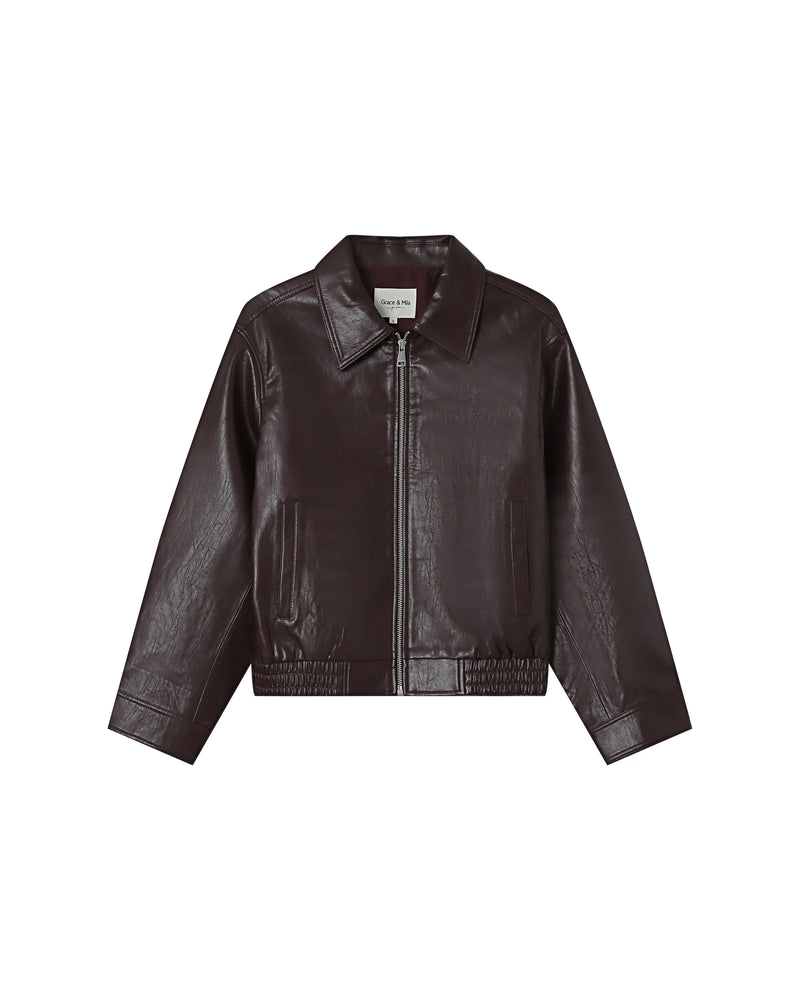 BORDEAUX FAUX LEATHER JACKET