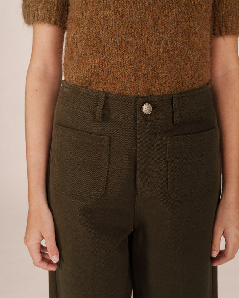 FOREST GREEN CROP TROUSERS