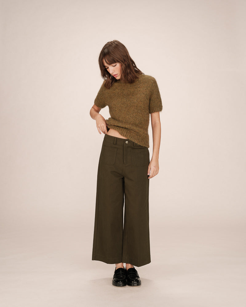 FOREST GREEN CROP TROUSERS