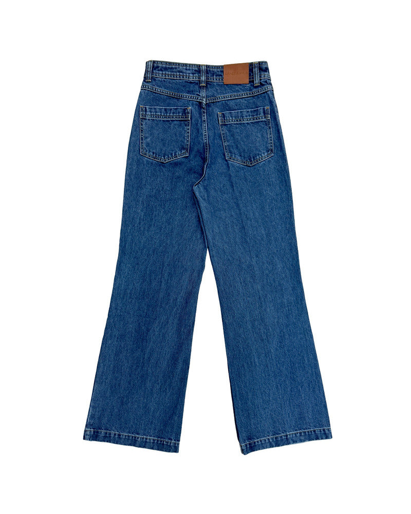 MID DENIM FLARED JEANS