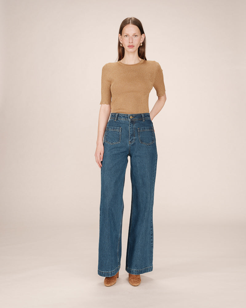 MID DENIM FLARED JEANS