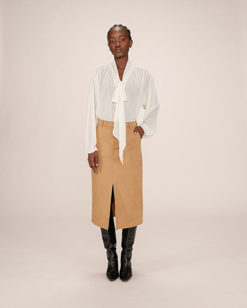 CAMEL SUEDE SKIRT