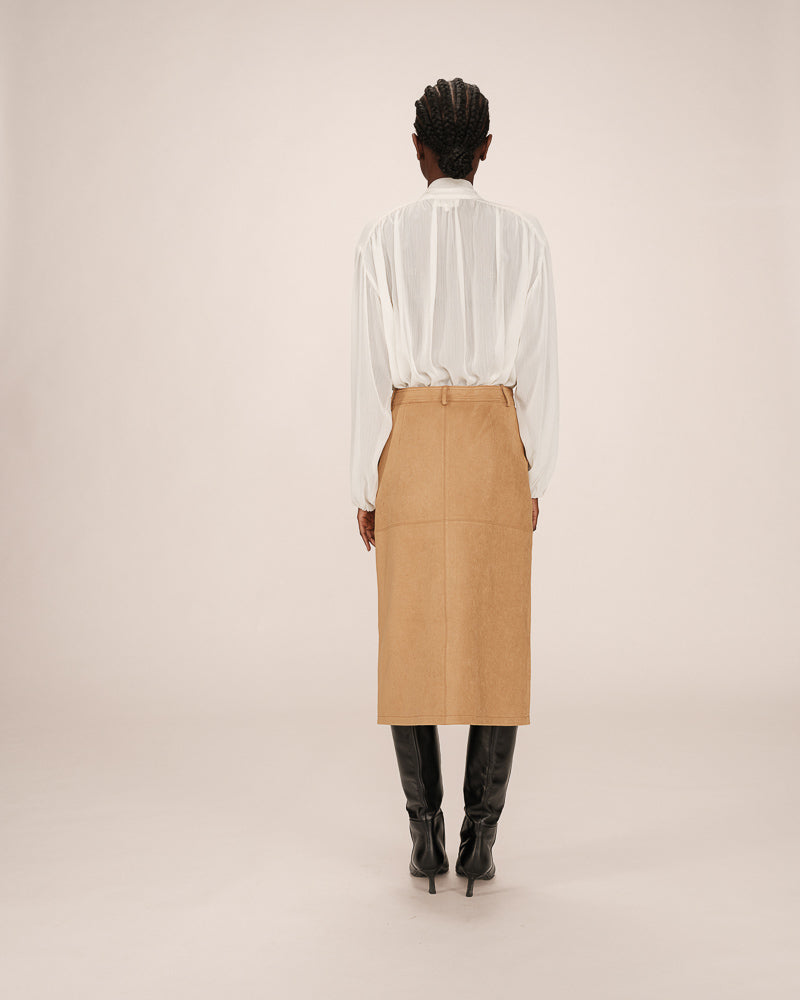 CAMEL SUEDE SKIRT