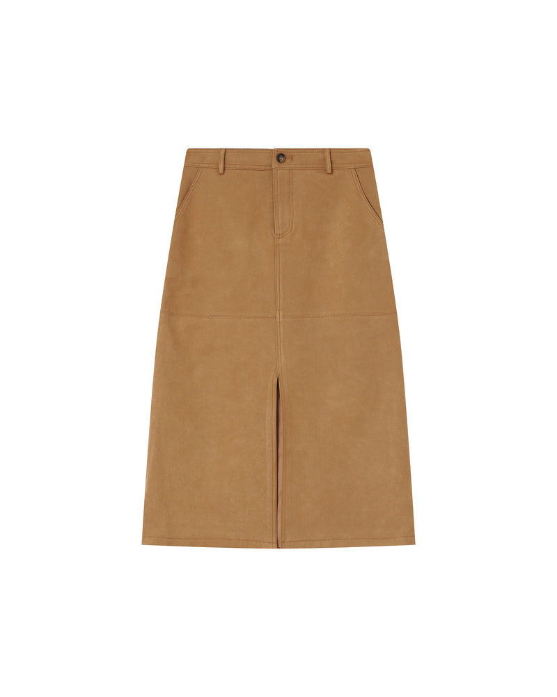 CAMEL SUEDE SKIRT