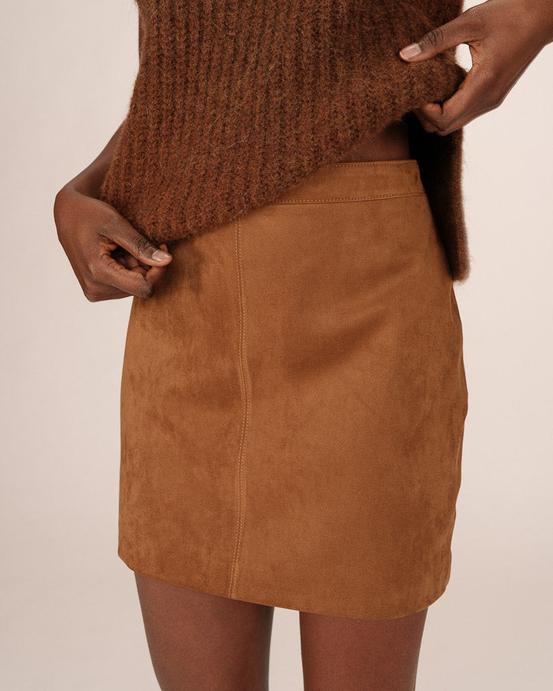 CAMEL SUEDE SKIRT