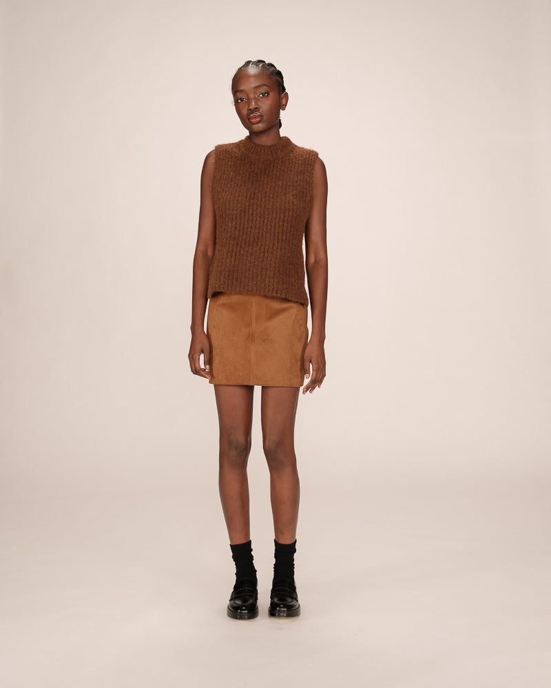 CAMEL SUEDE SKIRT
