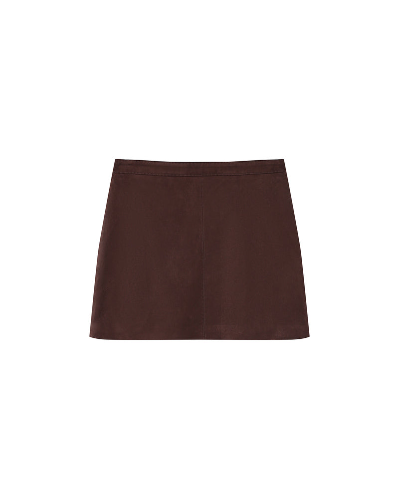 CHOCOLATE SUEDE SKIRT