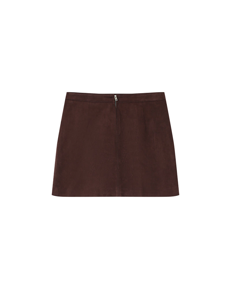 CHOCOLATE SUEDE SKIRT