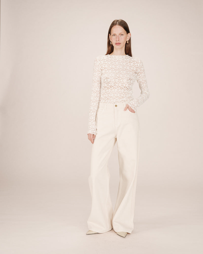 CREAM LACE LONG SLEEVE TOP