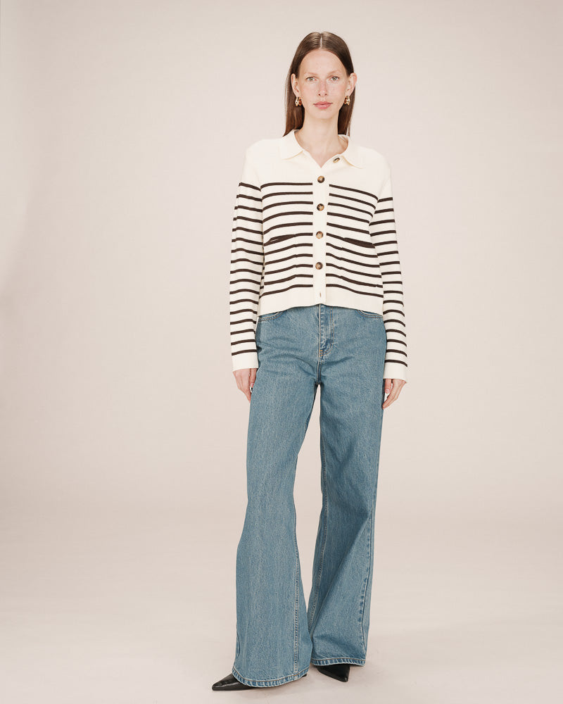 CHOCOLATE STRIPE CARDI