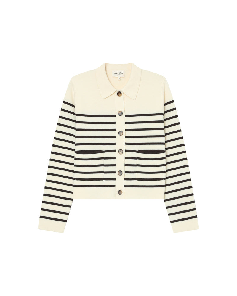 CHOCOLATE STRIPE CARDI