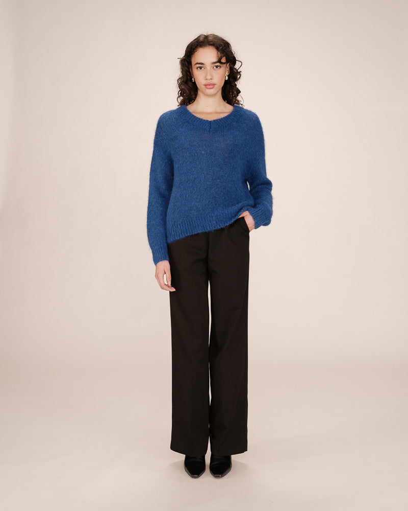 COBALT BLUE V NECK SWEATER