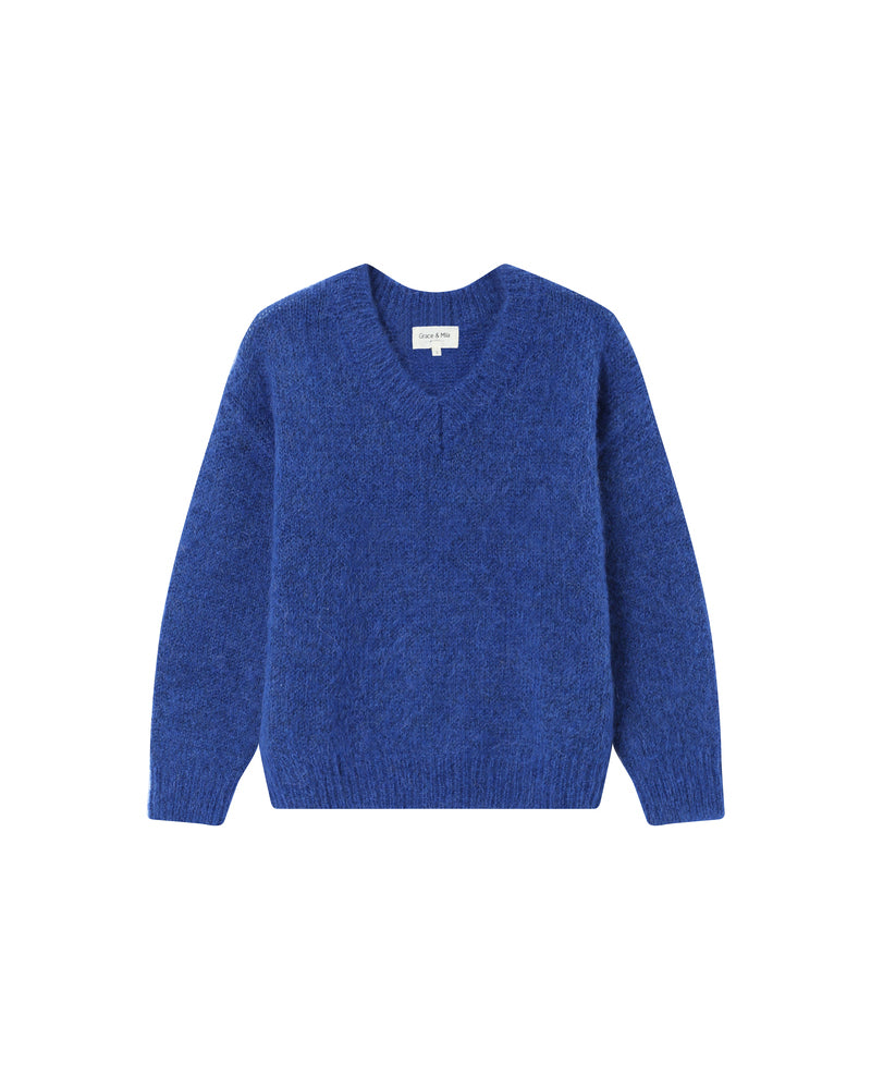 COBALT BLUE V NECK SWEATER