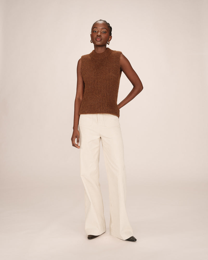 DARK TAN SLEEVELESS KNIT