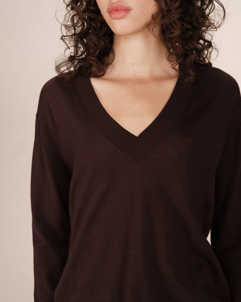 CHOCOLATE MERINO WOOL SWEATER