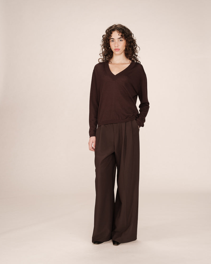 CHOCOLATE MERINO WOOL SWEATER