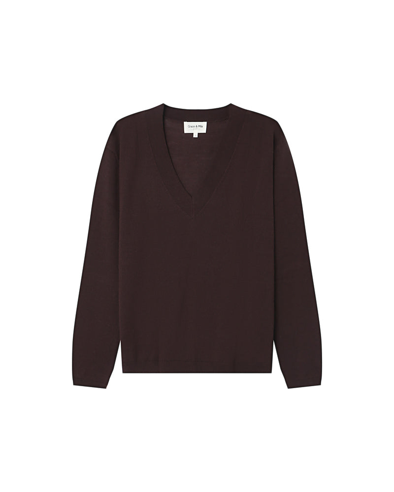 CHOCOLATE MERINO WOOL SWEATER