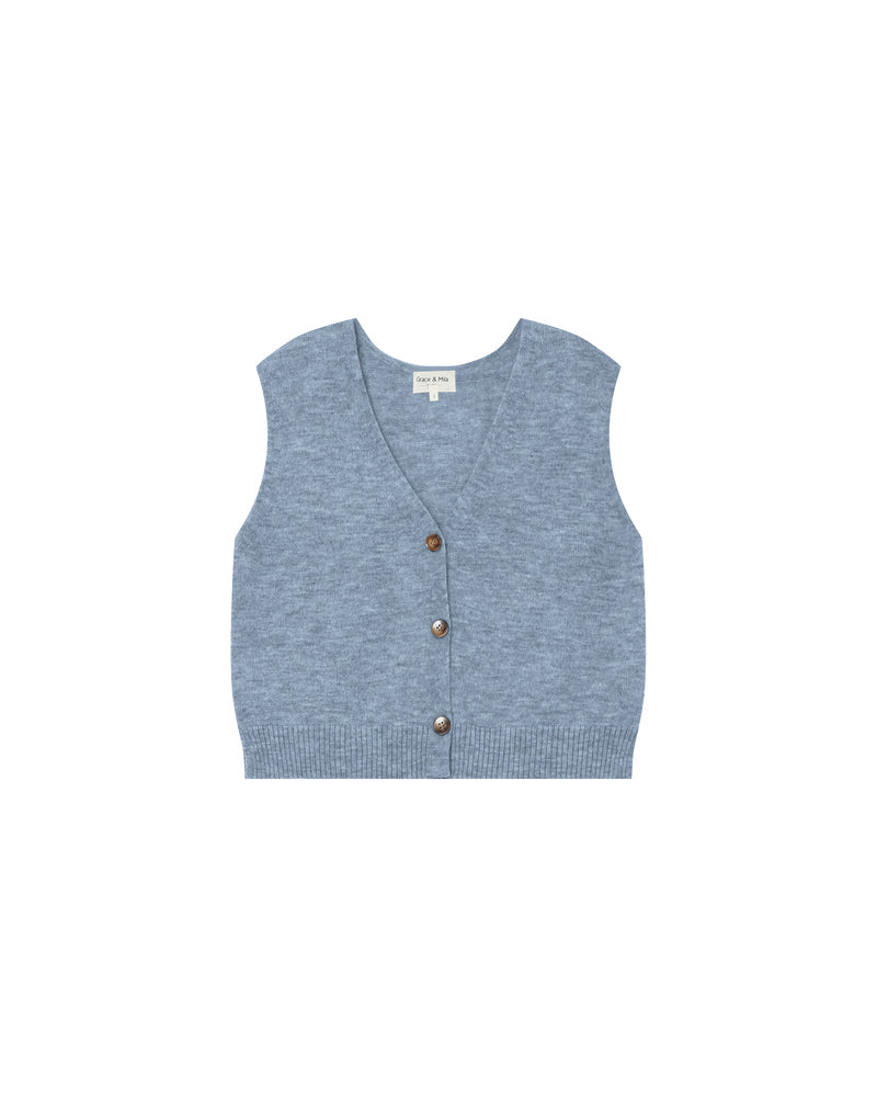 POWDER BLUE KNITTED WAISTCOAT