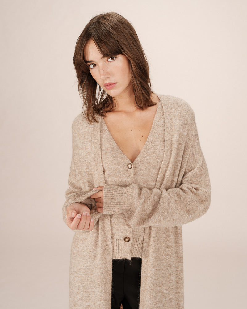 BEIGE LONG CARDIGAN