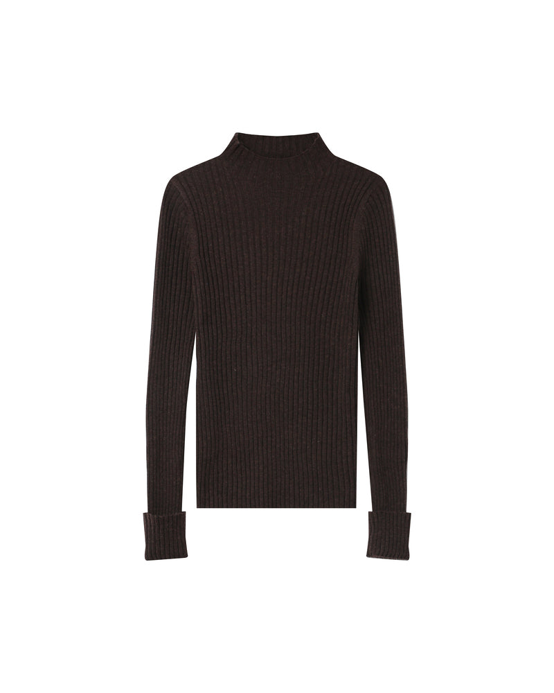 CHOCOLATE RIBBED SWEATER