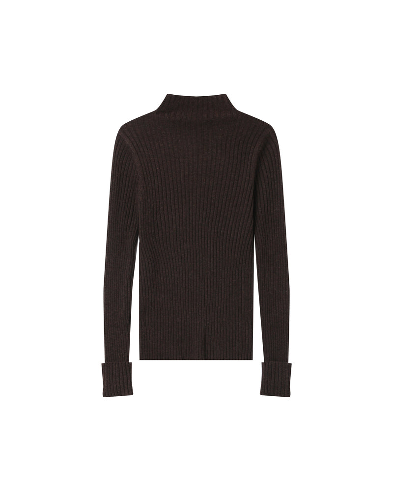 CHOCOLATE RIBBED SWEATER